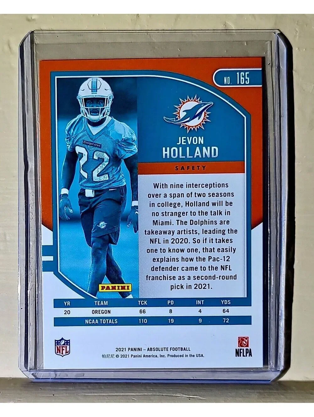 Jevon Holland 2021 Panini NFL Absolute Rookie Football #165 Card